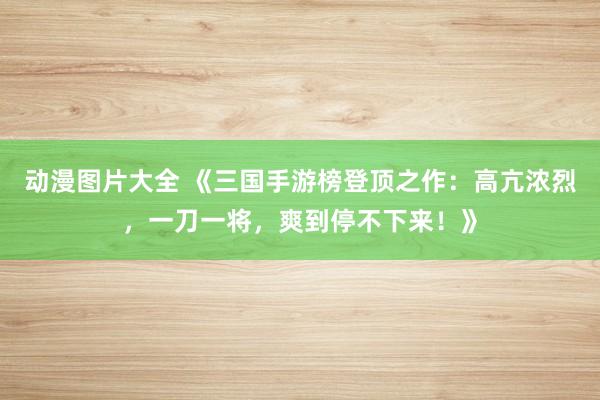 动漫图片大全 《三国手游榜登顶之作：高亢浓烈，一刀一将，爽到停不下来！》