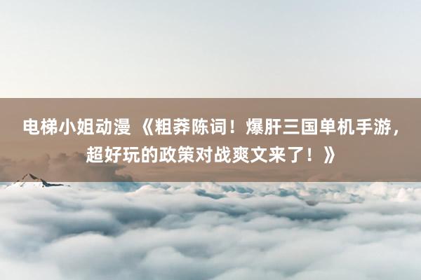 电梯小姐动漫 《粗莽陈词！爆肝三国单机手游，超好玩的政策对战爽文来了！》