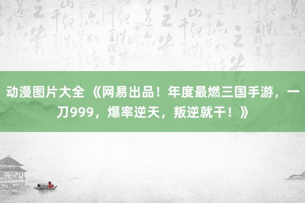 动漫图片大全 《网易出品！年度最燃三国手游，一刀999，爆率逆天，叛逆就干！》