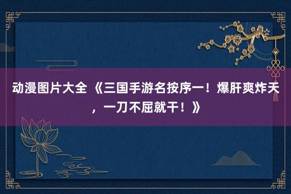 动漫图片大全 《三国手游名按序一！爆肝爽炸天，一刀不屈就干！》