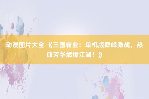 动漫图片大全 《三国霸业：单机版巅峰激战，热血芳华燃爆江湖！》